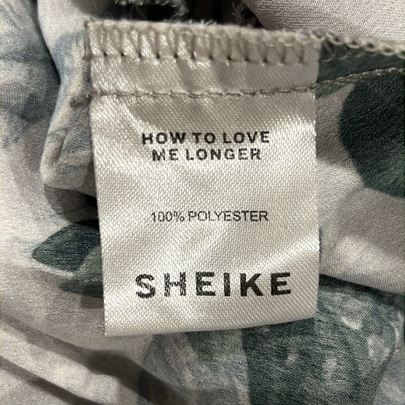 Sheike Halter Dress 8 Grey Silver Floral Satin Maxi Midi Boho Open Back Tie - Picture 10 of 11